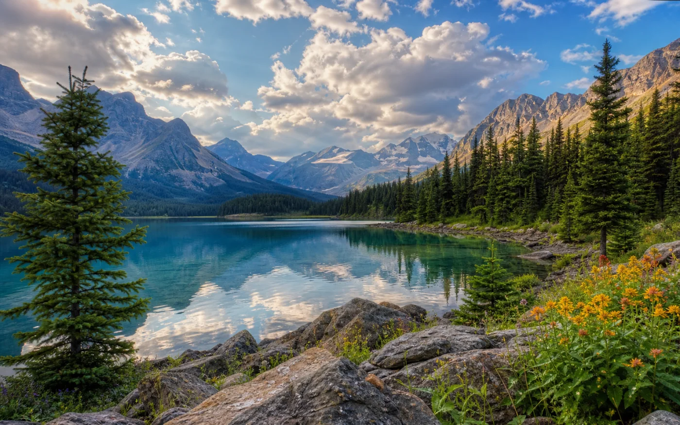 Mountain lake landscape used to preview CSS filters